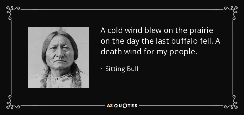 Un viento frío sopló en la pradera el día que cayó el último búfalo. Un viento de muerte para mi pueblo. - Toro Sentado