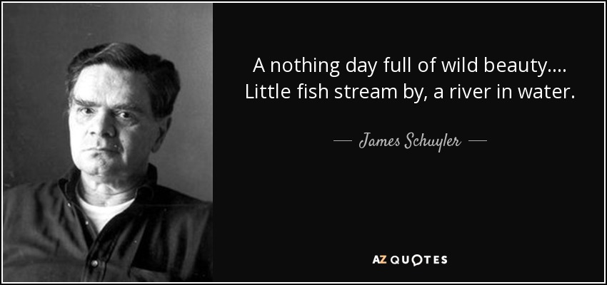 A nothing day full of wild beauty .... Little fish stream by, a river in water. - James Schuyler