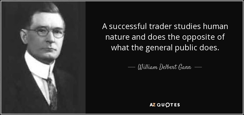 A successful trader studies human nature and does the opposite of what the general public does. - William Delbert Gann