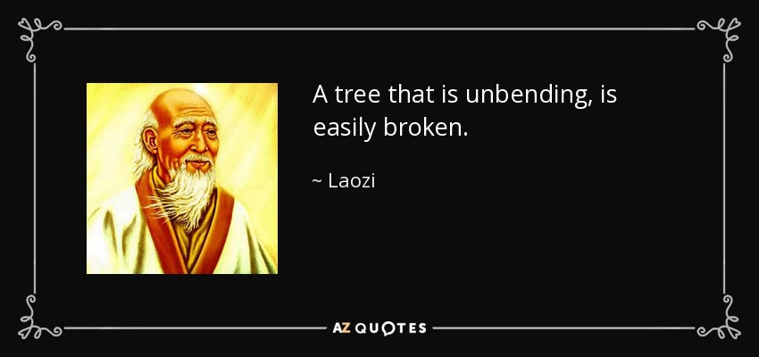 A tree that is unbending, is easily broken. - Laozi