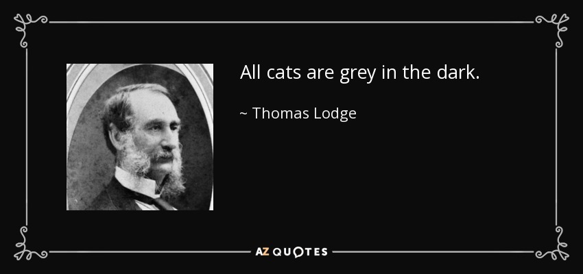 All cats are grey in the dark. - Thomas Lodge