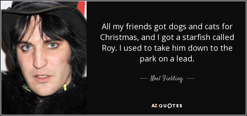 All my friends got dogs and cats for Christmas, and I got a starfish called Roy. I used to take him down to the park on a lead. - Noel Fielding