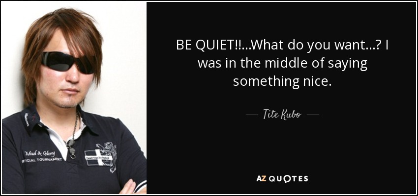 BE QUIET!!...What do you want...? I was in the middle of saying something nice. - Tite Kubo