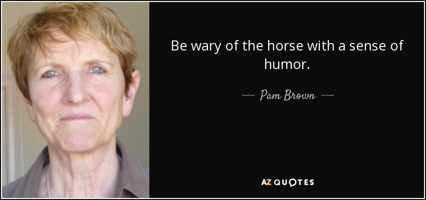 Be wary of the horse with a sense of humor. - Pam Brown
