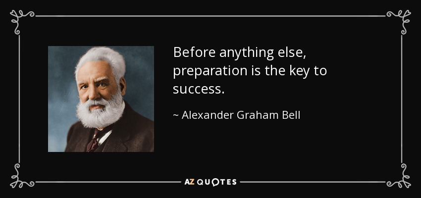 Antes que nada, la preparación es la clave del éxito. - Alexander Graham Bell
