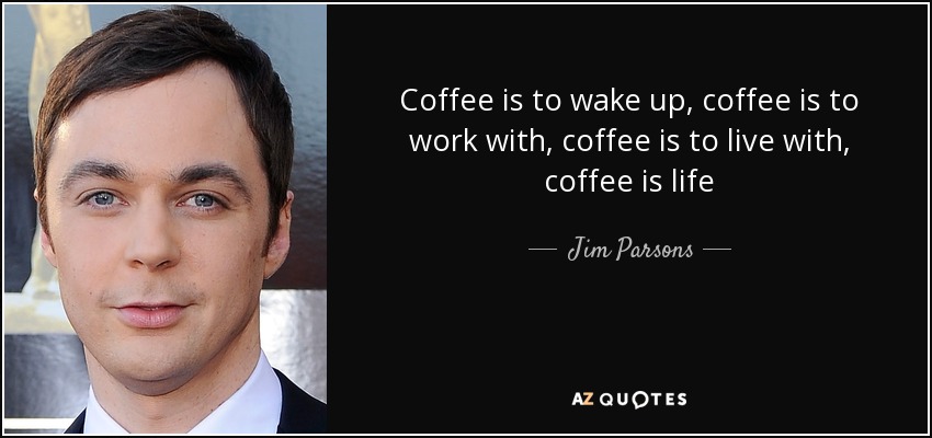 Coffee is to wake up, coffee is to work with, coffee is to live with, coffee is life - Jim Parsons