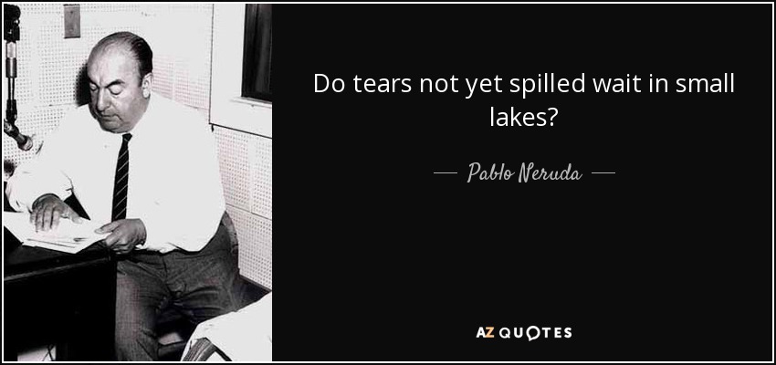 Do tears not yet spilled wait in small lakes? - Pablo Neruda