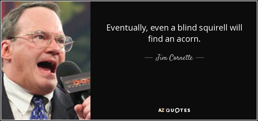 Eventually, even a blind squirell will find an acorn. - Jim Cornette