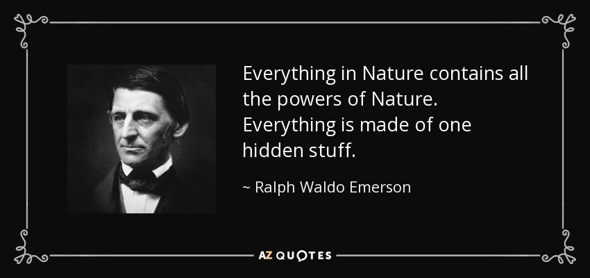 Todo en la Naturaleza contiene todos los poderes de la Naturaleza. Todo está hecho de una materia oculta. - Ralph Waldo Emerson