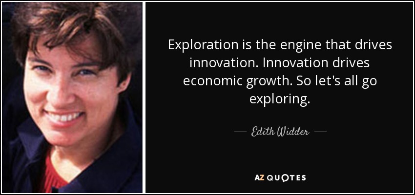 Exploration is the engine that drives innovation. Innovation drives economic growth. So let's all go exploring. - Edith Widder