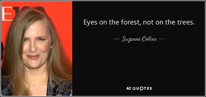 Eyes on the forest, not on the trees. - Suzanne Collins