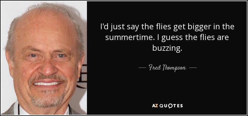 I'd just say the flies get bigger in the summertime. I guess the flies are buzzing. - Fred Thompson