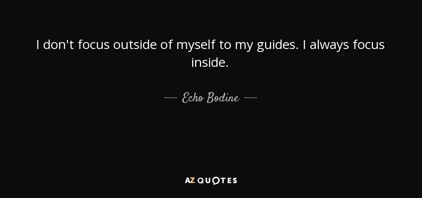I don't focus outside of myself to my guides. I always focus inside. - Echo Bodine