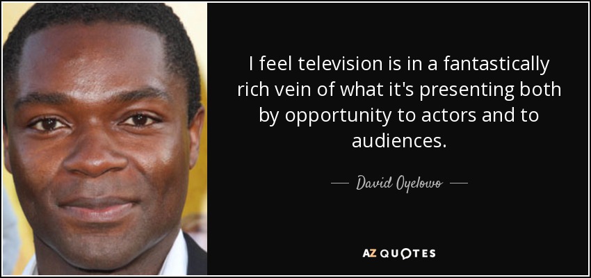 Creo que la televisión está en un momento fantástico en cuanto a oportunidades para los actores y para el público. - David Oyelowo