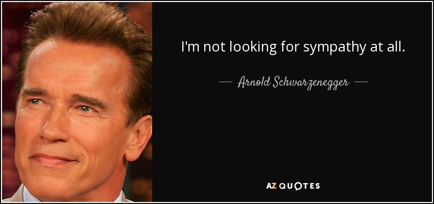 I'm not looking for sympathy at all. - Arnold Schwarzenegger