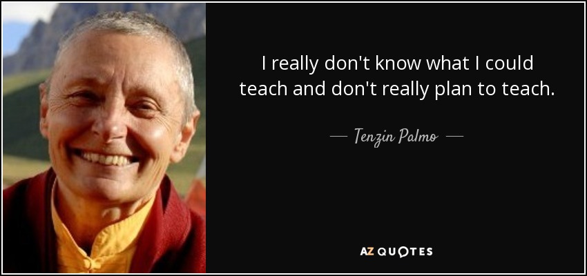 I really don't know what I could teach and don't really plan to teach. - Tenzin Palmo