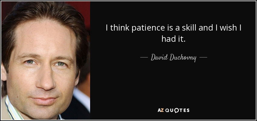 I think patience is a skill and I wish I had it. - David Duchovny