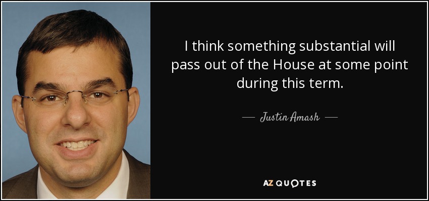 I think something substantial will pass out of the House at some point during this term. - Justin Amash