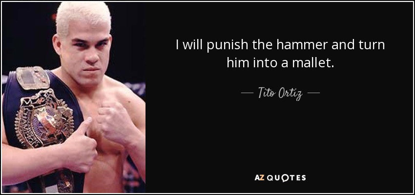 I will punish the hammer and turn him into a mallet. - Tito Ortiz