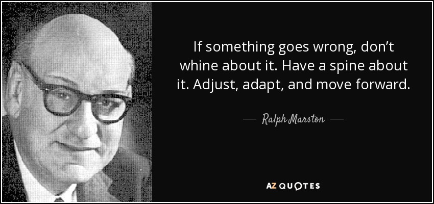 If something goes wrong, don’t whine about it. Have a spine about it. Adjust, adapt, and move forward. - Ralph Marston