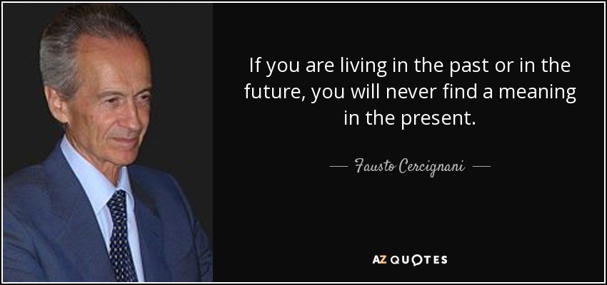 If you are living in the past or in the future, you will never find a meaning in the present. - Fausto Cercignani