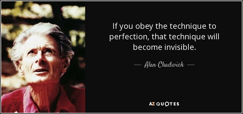 If you obey the technique to perfection, that technique will become invisible. - Alan Chadwick