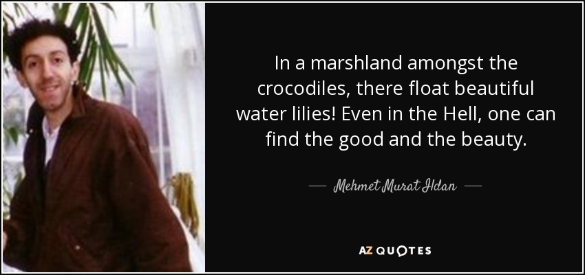 In a marshland amongst the crocodiles, there float beautiful water lilies! Even in the Hell, one can find the good and the beauty. - Mehmet Murat Ildan