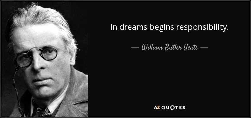 En los sueños comienza la responsabilidad. - William Butler Yeats