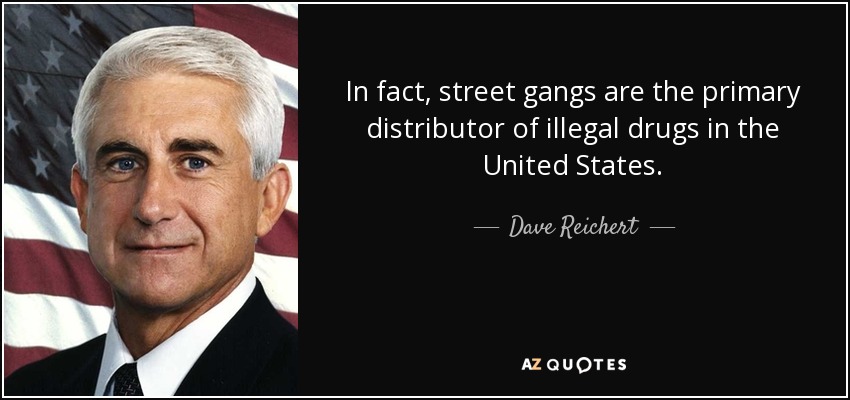 In fact, street gangs are the primary distributor of illegal drugs in the United States. - Dave Reichert