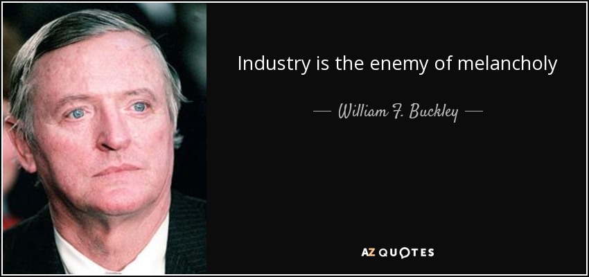 Industry is the enemy of melancholy - William F. Buckley, Jr.