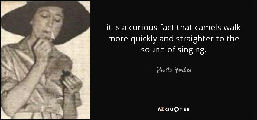 it is a curious fact that camels walk more quickly and straighter to the sound of singing. - Rosita Forbes