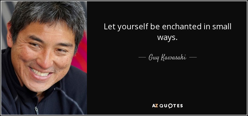 Let yourself be enchanted in small ways. - Guy Kawasaki