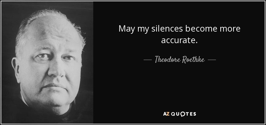 May my silences become more accurate. - Theodore Roethke