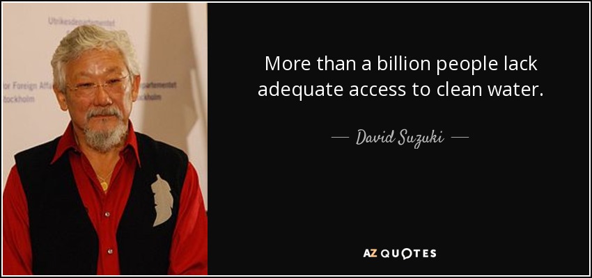 More than a billion people lack adequate access to clean water. - David Suzuki