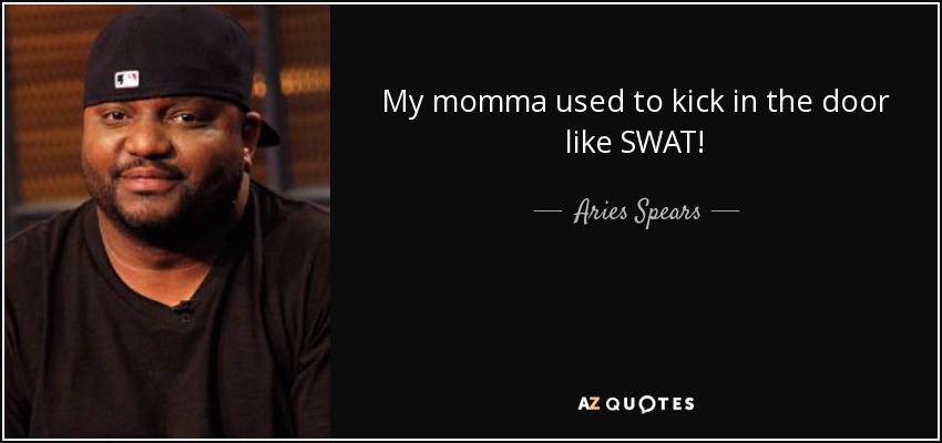 My momma used to kick in the door like SWAT! - Aries Spears