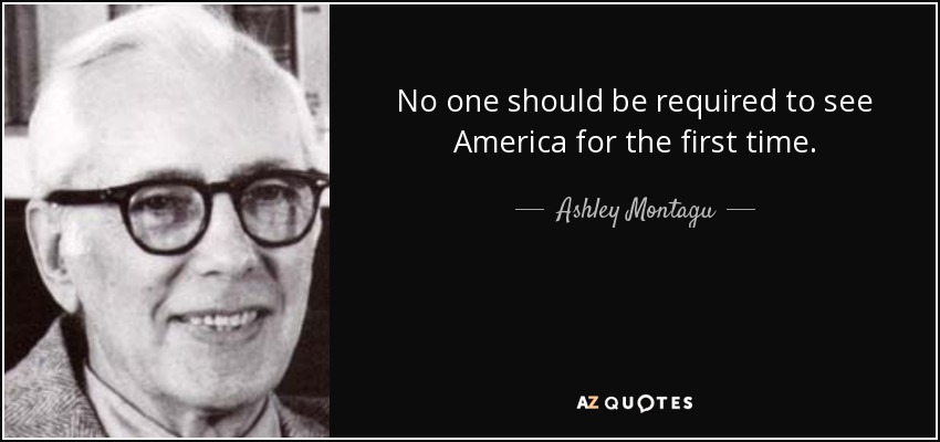 No one should be required to see America for the first time. - Ashley Montagu