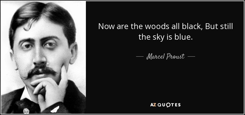 Now are the woods all black, But still the sky is blue. - Marcel Proust