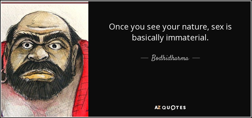 Una vez que ves tu naturaleza, el sexo es básicamente inmaterial. - Bodhidharma