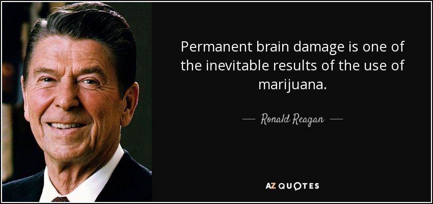 Permanent brain damage is one of the inevitable results of the use of marijuana. - Ronald Reagan