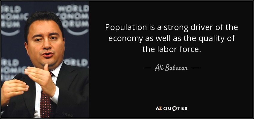 Population is a strong driver of the economy as well as the quality of the labor force. - Ali Babacan