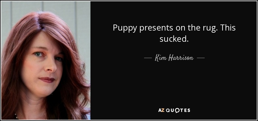 Puppy presents on the rug. This sucked. - Kim Harrison