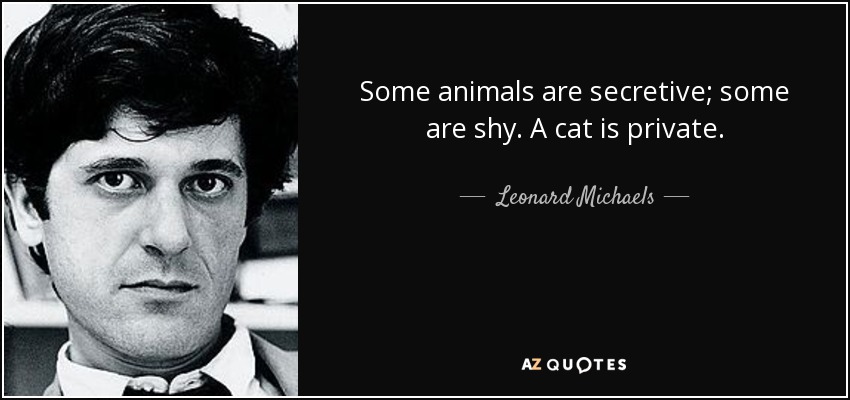 Some animals are secretive; some are shy. A cat is private. - Leonard Michaels