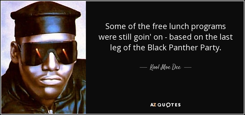 Some of the free lunch programs were still goin' on - based on the last leg of the Black Panther Party. - Kool Moe Dee