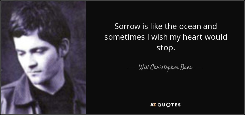 Sorrow is like the ocean and sometimes I wish my heart would stop. - Will Christopher Baer