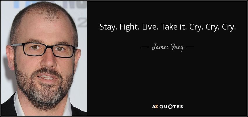 Stay. Fight. Live. Take it. Cry. Cry. Cry. - James Frey