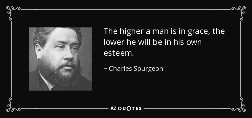 The higher a man is in grace, the lower he will be in his own esteem. - Charles Spurgeon