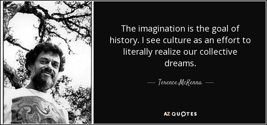 The imagination is the goal of history. I see culture as an effort to literally realize our collective dreams. - Terence McKenna