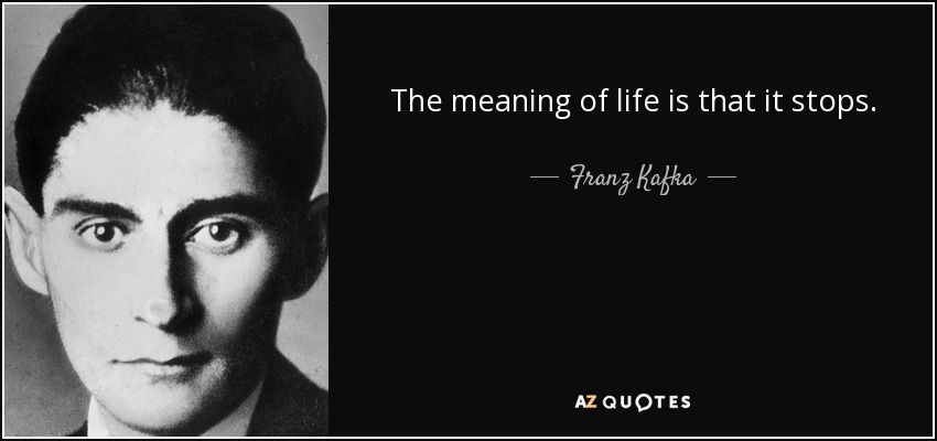 The meaning of life is that it stops. - Franz Kafka