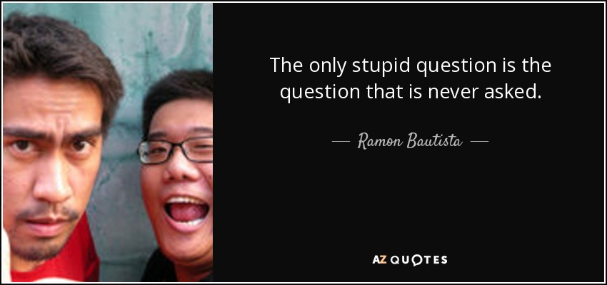 The only stupid question is the question that is never asked. - Ramon Bautista