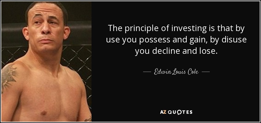 El principio de la inversión es que con el uso se posee y se gana, con el desuso se decae y se pierde. - Edwin Louis Cole